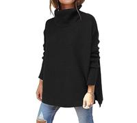 Rayson Pull Col Roulé Femme Pull en Tricot Décontracté De Couleur Unie Pull à Manches Longues Garder Au Chaud en Hiver Manche Chauve-Souris