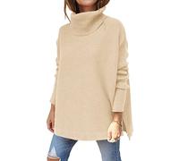 Rayson Pull Col Roulé Femme Pull en Tricot Décontracté De Couleur Unie Pull à Manches Longues Garder Au Chaud en Hiver Manche Chauve-Souris