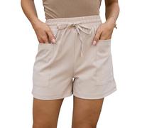 Rayson Short Femme Ete Casual avec Poches Ample Sport Jogging Loisirs Couleur Unie Sport Pantalon Court Taille Haute(Kaki,S)