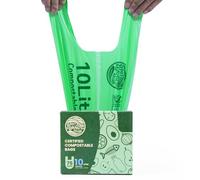 RAYTID Sacs à déchets alimentaires compostables avec poignée à nouer 10 L 75 sacs poubelle compostables extra solides avec poignée
