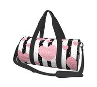 Rayure à Paillettes en Or Rose Coeur Romantique, Sac de Voyage de Grande capacité, Sac à Main Rond, Sac de Voyage de Sport, fourre-Tout, Sac de Fitness