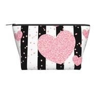 Rayure à Paillettes en Or Rose Coeur Romantique, Trousse de Toilette Trousse de Maquillage Sac à cosmétiques Trousse de Toilette de Voyage Portable