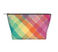 Rayures à Carreaux Multicolores Arc-en-Ciel colorées, Trousse de Toilette Trousse de Maquillage Sac à cosmétiques Trousse de Toilette de Voyage Portable