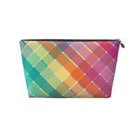 Rayures à Carreaux Multicolores Arc-en-Ciel colorées, Trousse de Toilette Trousse de Maquillage Sac à cosmétiques Trousse de Toilette de Voyage Portable