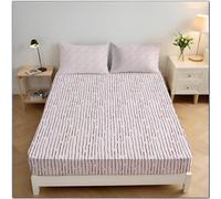 Rayures Abstraites Drap Housse Microfibre, Simplicité Moderne Draps Housses Doux élastique Drap Housse 30 Cm Profonde pour Matelas Epais (Rouge, 150x200x30 cm)
