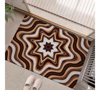 Rayures Abstraites Paillasson Interieur Entree 40 X 60 Cm Tapis Antidérapant Absorbant Tapis D'Entrée Intérieur Chien pour Entrée, Porte Et Couloir, Brun Foncé Géométrie des Ondes