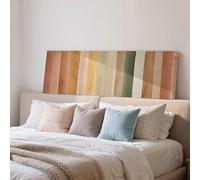 Rayures aquarelle, toile encadrée horizontale allongée, art mural aux tons naturels, impression panoramique minimaliste grand format, style bohème au-dessus du canapé (20 x 60 cm / cadre intérieur)