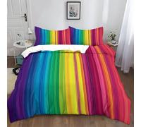 Rayures Arc-en-Ciel Couleurs Dégradées Parure De Lit 2 Personnes 240x260 cm Couleur Housse De Couette Sets de Housses De Couettes Adulte Ado Enfants, avec 2 Taies d'oreiller 65x65 cm
