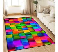 Rayures Arc-en-Ciel Fantastiques De Dessin Animé Imprimé 3D Super Doux Flanelle Tapis Antidérapant Salon Chambre Tapis Fille Chambre 140 X 200 Cm - Polyester Doux Au Toucher Facile avec -76436527540