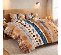 Rayures Bohèmes Imprimé Animal Couette 4 Saisons sans Housse 240 x 220 cm - Édredon Réversible Sud-Ouest Américain Lavable en Machine Douce, Ensemble de Literie avec 2 Taies d'oreiller 65 x 65 cm