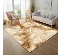 Rayures GéOméTriques OnduléEs Couleur CrèMe Tapis Salon 160x230cm Poil Ras Rug Doux Texture De Fourrure Animale Rectangulaire Carpet Intérieur Dessous Tapis Antidérapant Chambre, Descente de Lit