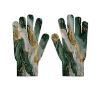 Rayures Luxueuses En Feuille D'Or Gants d'hiver en Tricot,Motif Marbré Abstrait Gants à écran Tactile Hommes et Femmes,Gant de Course à Pied Cyclisme Randonnée Conduite Travail Sportives de Plein Air