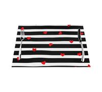 Rayures Noires et Blanches Cœurs Rouges,Lot de 6 Sets de Table lavables en PVC résistant à la Chaleur, 30 x 45 cm