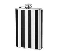 Rayures noires et blanches,Flasque de poche plate de 8 oz en acier inoxydable 304, idéale pour les activités de plein air.