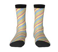 Rayures Pastel Jaunes Et Bleues Chaussettes De Tennis Comfort Chaussette D'Équipage Chaudes Chaussettes De Sport Pour Intérieur, Voyager, Cyclisme, 40Cm