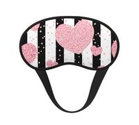 Rayures romantiques en forme de cœur rose doré à paillettes,Masques de sommeil occultants, cache-yeux couvrants, masques de sommeil anti-lumière