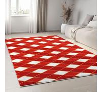 Rayures Rouges Tapis 150x210 cm Style Moderne Moquette Antiderapant à Poils Courts Tapis 3D Lavable en Machine Convient aux Grands Salons Salles à Manger et Chambres a-2188