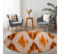 Rayures Verticales En Forme De Losange Rond Tapis Imprimé Crème, Lavable en Machine Tapis Rond Dessous antidérapant Doux à Poils Courts Luxe Élégant Moquette pour Salle à Manger Cuisine, 210 cm