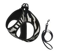 Rayures zébrées imprimées en Noir et Blanc,Harnais pour Animaux de Compagnie, Harnais réfléchissant réglable pour Chien,M