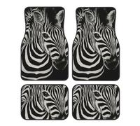 Rayures zébrées imprimées en Noir et Blanc,Lot de 4 Tapis de Sol pour Voiture, Tapis de Sol antidérapants pour véhicule