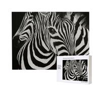 Rayures zébrées imprimées en Noir et Blanc,Puzzle Familial en Bois de 500 pièces pour Adultes et Adolescents, décoration d'intérieur