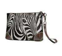 Rayures zébrées imprimées en Noir et Blanc,Sacs à Main en Cuir PU pour Femmes, Pochette à Fermeture éclair, Portefeuille, Sac à Main avec dragonne