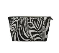 Rayures Zébrées Imprimées Noir Et Blanc, Trousse de Maquillage Trousse à cosmétiques Trousse de Toilette de Voyage Portable Pochette de Toilette