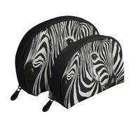 Rayures Zébrées Noir Et Blanc, Trousse de Maquillage Coquille Femme Petit Porte-Monnaie Trousse de Toilette Trousse à cosmétiques 2 pièces