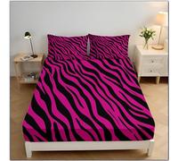 Rayures Zébrées Roses Drap Housse Microfibre, Simplicité Moderne Draps Housses Doux élastique Drap Housse 30 Cm Profonde pour Matelas Epais (Rose, 150x200x30 cm)