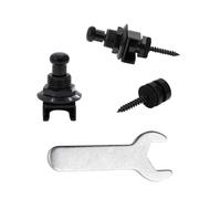 Rayzm 2pcs serrures de sangle guitare avec une clé, métal guitare strap serrures et boutons, système de verrouillage de sangle de sécurité pour guitare acoustique/électrique/basse (Noir)