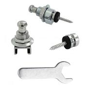 Rayzm 2pcs serrures de sangle guitare avec une clé, métal guitare strap serrures et boutons, système de verrouillage de sangle de sécurité pour guitare acoustique/électrique/basse (argent)