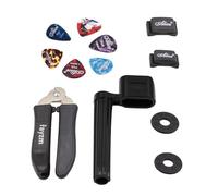 Rayzm Enrouleur de cordes de guitare/Extracteur de broche de pont,Coupe-cordes /6 pcs Médiators de guitare celluloïd,Serrures de sangle de guitare en caoutchouc,Support de médiator non adhésif guitare