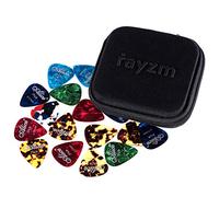 Rayzm Guitar Médiators 40pcs dans un étui en tissu durable, Premium Médiators en celluloïde assortis pour guitare Basse de différentes couleurs et 6 épaisseurs 0,46/0,71/0,81/0,96/1,20/1,50mm