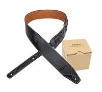 rayzm sangle de guitare et basse en doublure daim, ceinture de qualité en cuir véritable pour guitare acoustique/électrique ou basse. 6,5cm de largeur et longueur réglable de 108 à 140cm