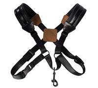 Rayzm Sangle de Saxophone, Universelle Double Bandoulière en Cuir pour Sax,Bandoulière Rembourrée Ajustable pour Saxophone Alto Saxon Tenor Soprano (L)