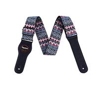 rayzm Sangle en Coton pour Guitare Acoustique/électrique ou Basse, avec Motif Tricoté de Style Bohémien et Porte-médiators, 5cm de Largeur et Longueur Réglable de 96 à 153cm