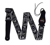 rayzm Sangle en Polyester pour Guitare Acoustique/électrique ou Basse, avec Porte-médiators et Motifs Cranes, 5cm de Largeur et Longueur Réglable de 97cm à 155cm