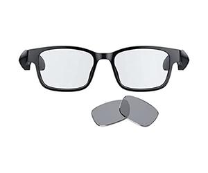 Razer Anzu - Lunettes à filtre anti-lumière bleue ou lunettes de soleil audio (Rectangle, Large) (Son à faible latence, Conception IPX4 résistante à l’eau, Micro intégré et haut-parleurs) Noir
