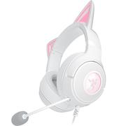 Razer Kraken Kitty V2 - Casque Filaire RGB avec Kitty Ears pour Le Jeu et Le Streaming (325 g, Triforce 40 mm Drivers, HyperClear Cardioid Mic, Surround Sound) Blanc