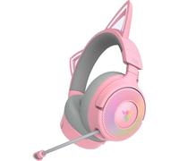 Razer Kraken Kitty V3 Pro - Casque Gaming sans Fil RGB Kitty - Oreilles de Chat réactives pour Le Streaming - Membrane Triforce 40 mm, Hyperspeed Wireless et Bluetooth, THX Spatial Audio | Quartz
