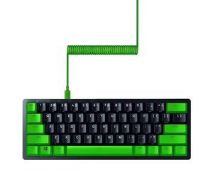 Razer PBT Keycap + Coiled Cable Upgrade Set: Durable Doubleshot PBT - Universal Compatibility - Keycap Removal Tool & Stabilizers - Tactically Coiled & Designed - Braided Fiber Cable - Green