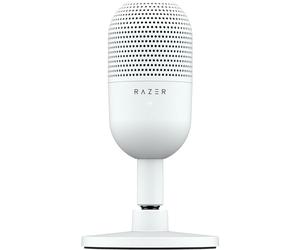 Razer Seiren V3 Mini USB Microphone: Condenser Mic - Supercardioid Pickup Pattern - Tap-to-Mute Sensor with LED Indicator - Shock Absorber - Ultra Compact - PC, Discord, OBS Studio, XSplit - White