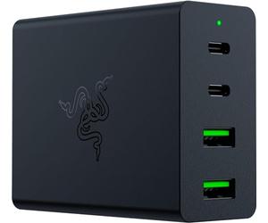 Razer USB-C GaN Charger - Chargeur portable rapide (2X USB-C, 2X USB-A avec ports US, EU et UK) Noir