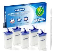 RAZOKO Lot de 600 cure-dents interdentaires jetables avec étui portable et cure-dents parfaits pour la famille, l'hôtel, les voyages