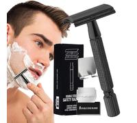 Razors à double bord pour hommes, rasoirs à double bord Coupe à la barbe à | Razors de sécurité avec 5 recharges pour hommes, rasoir de peau sensible pour rasage de fermeture lisse