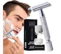 Razors à double bord, rasoirs de sécurité pour hommes Coupe à la barbe à | Razors de sécurité avec 5 recharges pour hommes, rasoir de peau sensible pour rasage de fermeture lisse