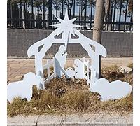 RAZURE Ensemble de Crèche de Noël d'Extérieur Blanche, Décoration Imperméable, Sainte Nuit de Nativité pour Cour, Pelouse, Église, 75 x 70 x 40 cm