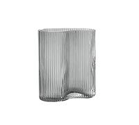 RAZURE Grand vase moderne en verre à large ouverture - Vase en verre transparent nervuré - Ornements floraux - Grand vase décoratif pour la maison, le salon, le bureau, les centres de table