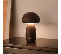RAZURE Jolie lampe de bureau en forme de champignon - Lampe de table de style vintage en bois - Chargement USB - Interrupteur tactile réglable pour chambre à coucher, salon, décoration d'intérieur