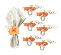 RAZURE Lot de 6 ronds de serviette phalaenopsis artificiels faits à la main en forme de fleur d'orchidée pour le printemps et l'été, décoration de table pour la maison, les fêtes, les mariages